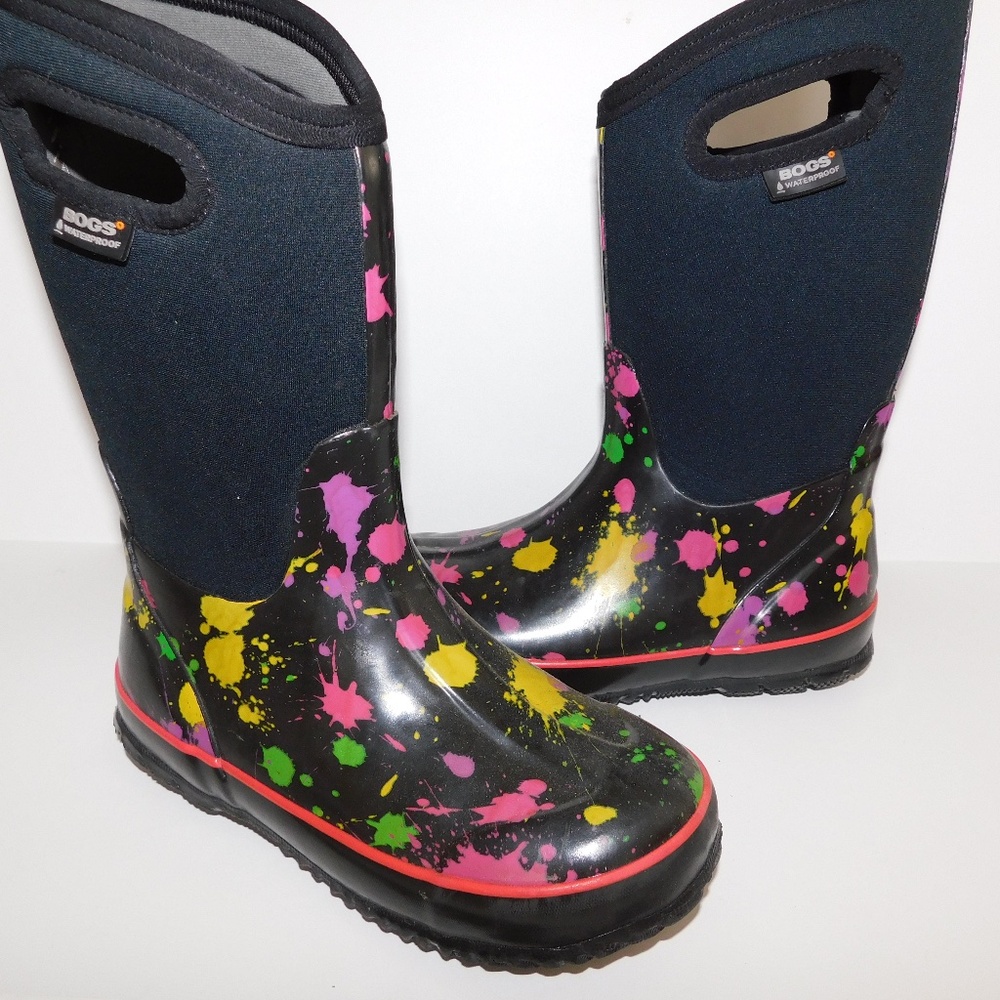 BOGS paint splat pink winter snow boots girls us 4